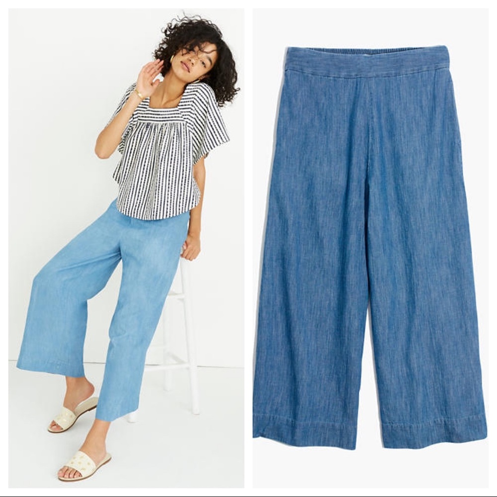 Madewell Pull-On Gaucho Crop Pant light blue NWOT - Picture 5 of 7